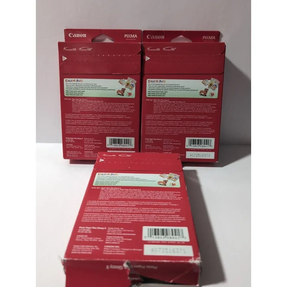 Lot Of 3 Canon PP-201 Photo Paper Plus Glossy II, 4x6 inch - 100 Sheets Sealed